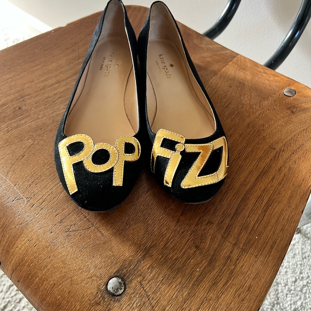 Kate Spade Black And Gold Pop Fizz Flats